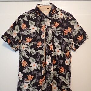 7 Diamonds Black Floral Short Sleeve Shirt